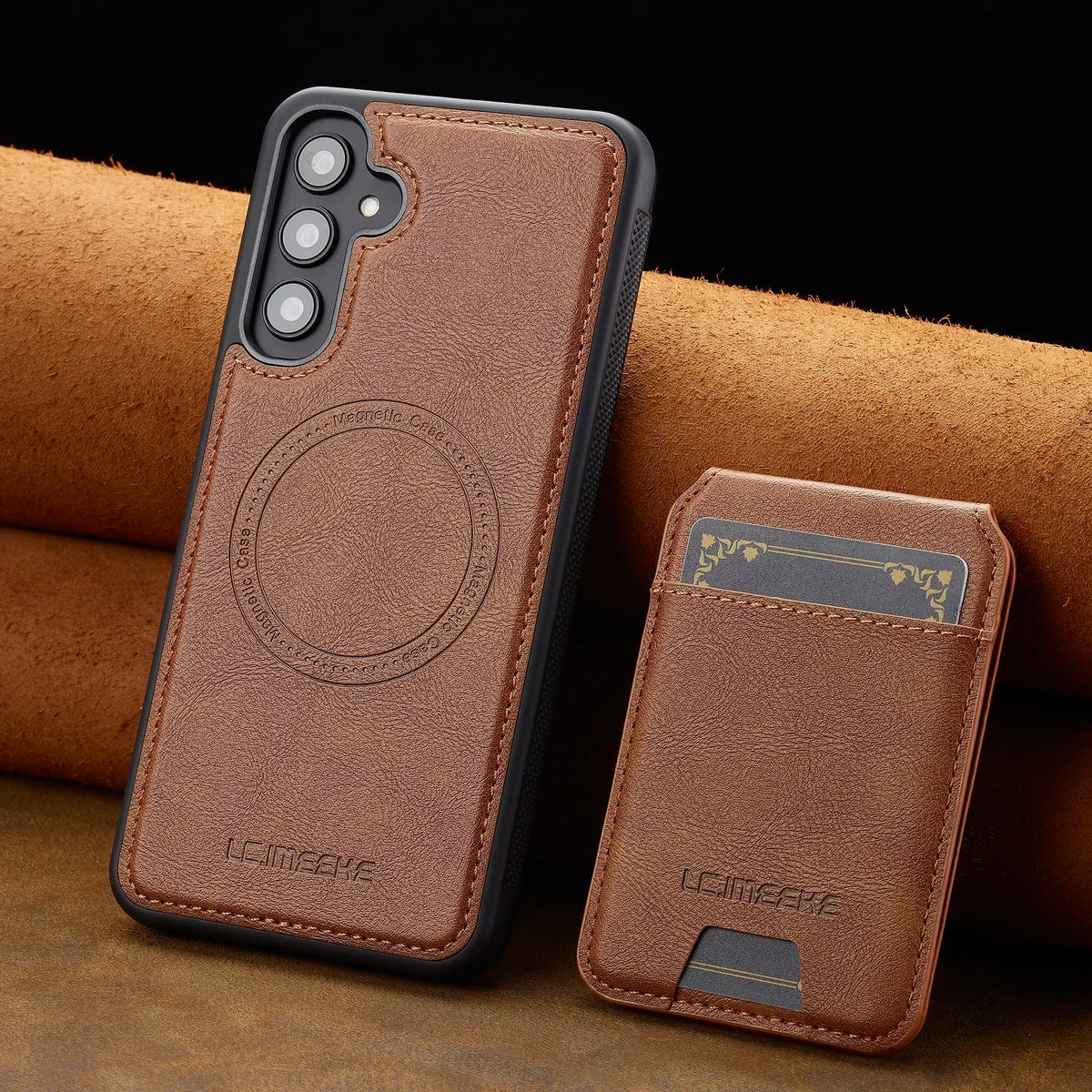 Detachable MagSafe Card Holder Leather Case for Samsung Galaxy S & A - image 2
