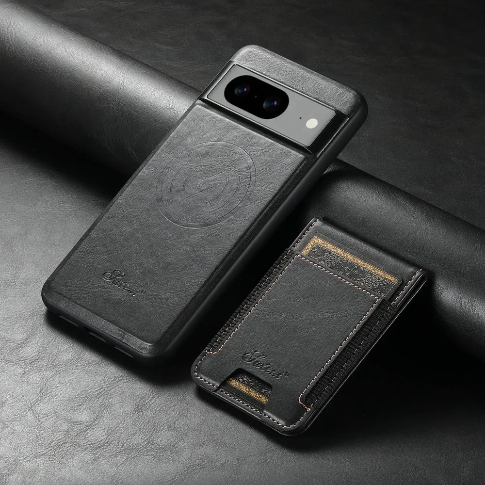 PureGuardCases Oil Wax Leather MagSafe Wallet Case for Google Pixel