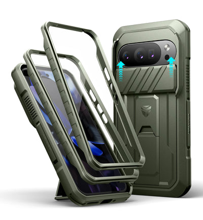 PureGuardCases Rugged Armor Case with Camera Cover for Google Pixel