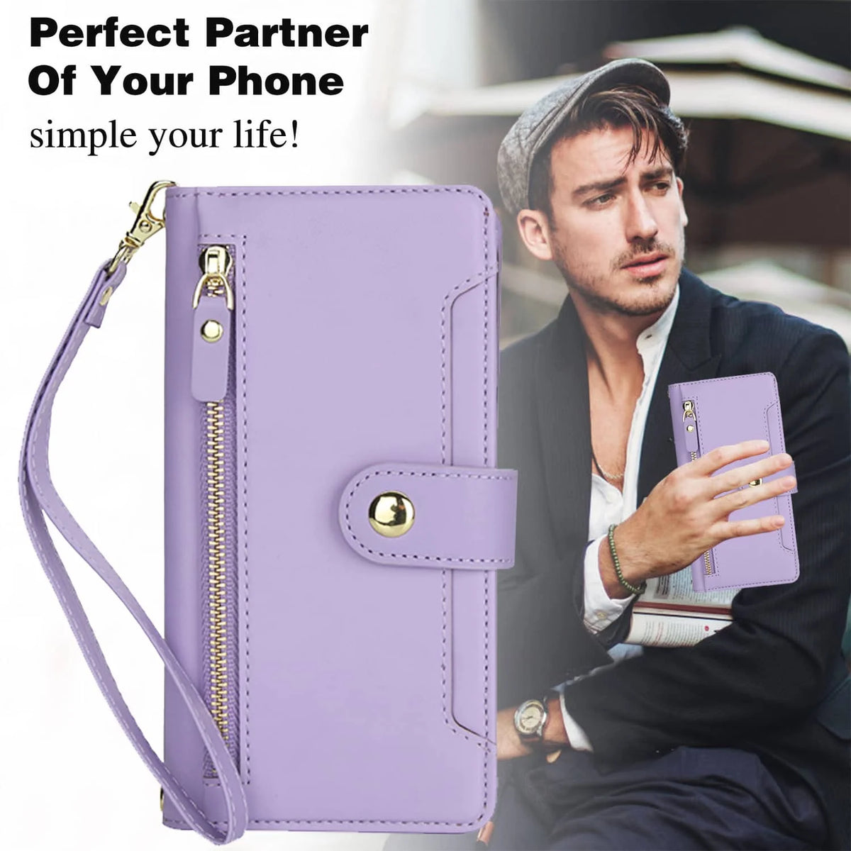 Zipper Tri-Fold Crossbody Wallet Case for Samsung Galaxy A42, A51 4G & A Series - image 6