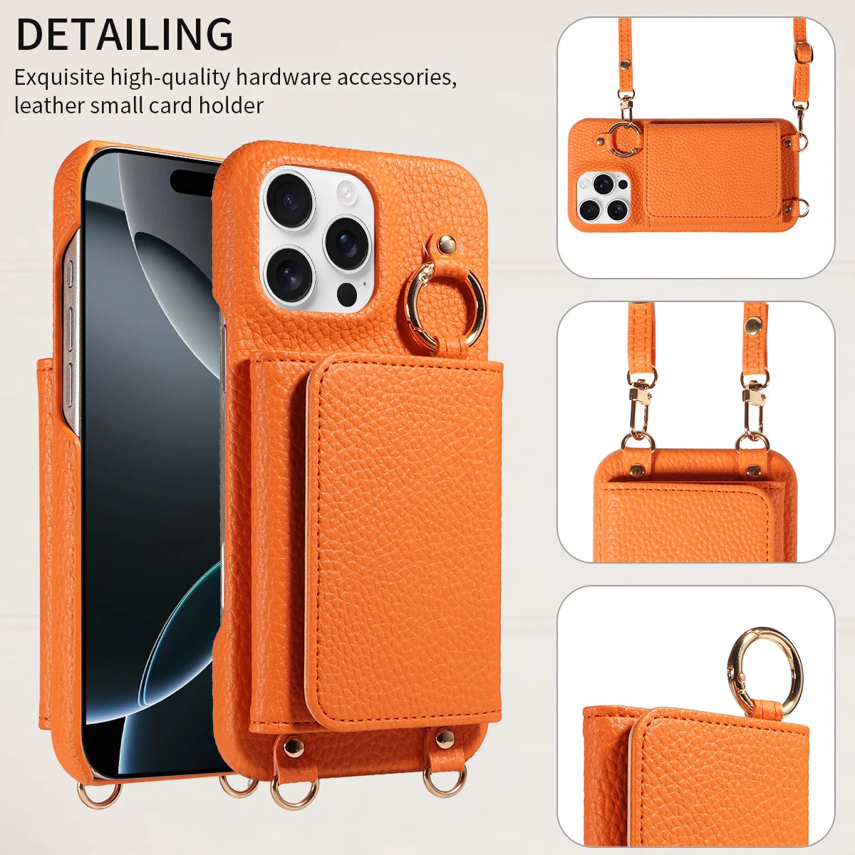 PureGuardCases PU Leather Crossbody Wallet iPhone Case – MagSafe Magnetic Card Holder Cover