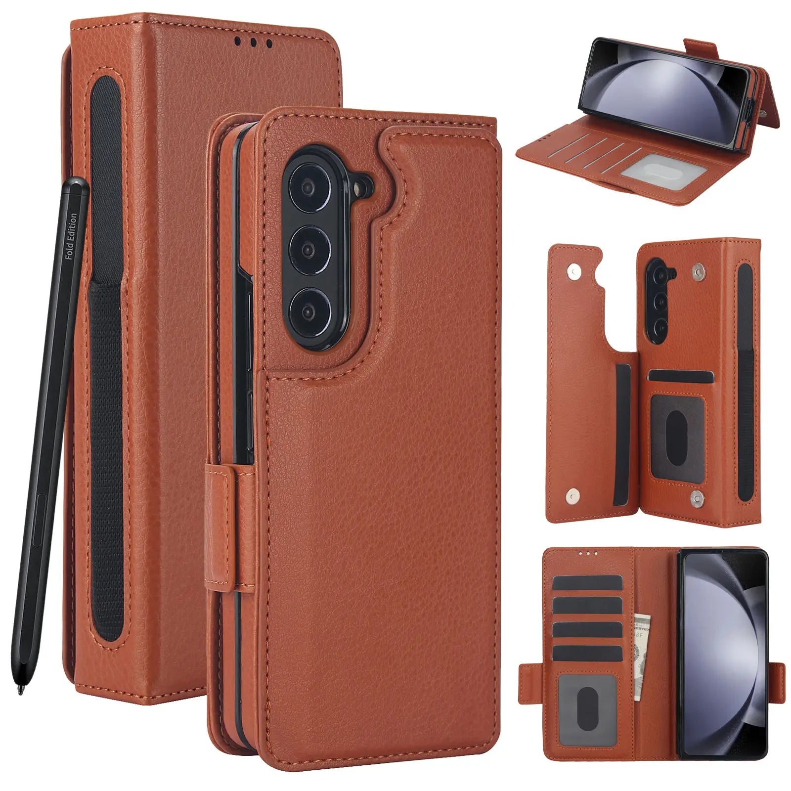 PureGuardCases RFID Leather Wallet Case for Samsung Galaxy Z Fold – Card Holder Protective Cover