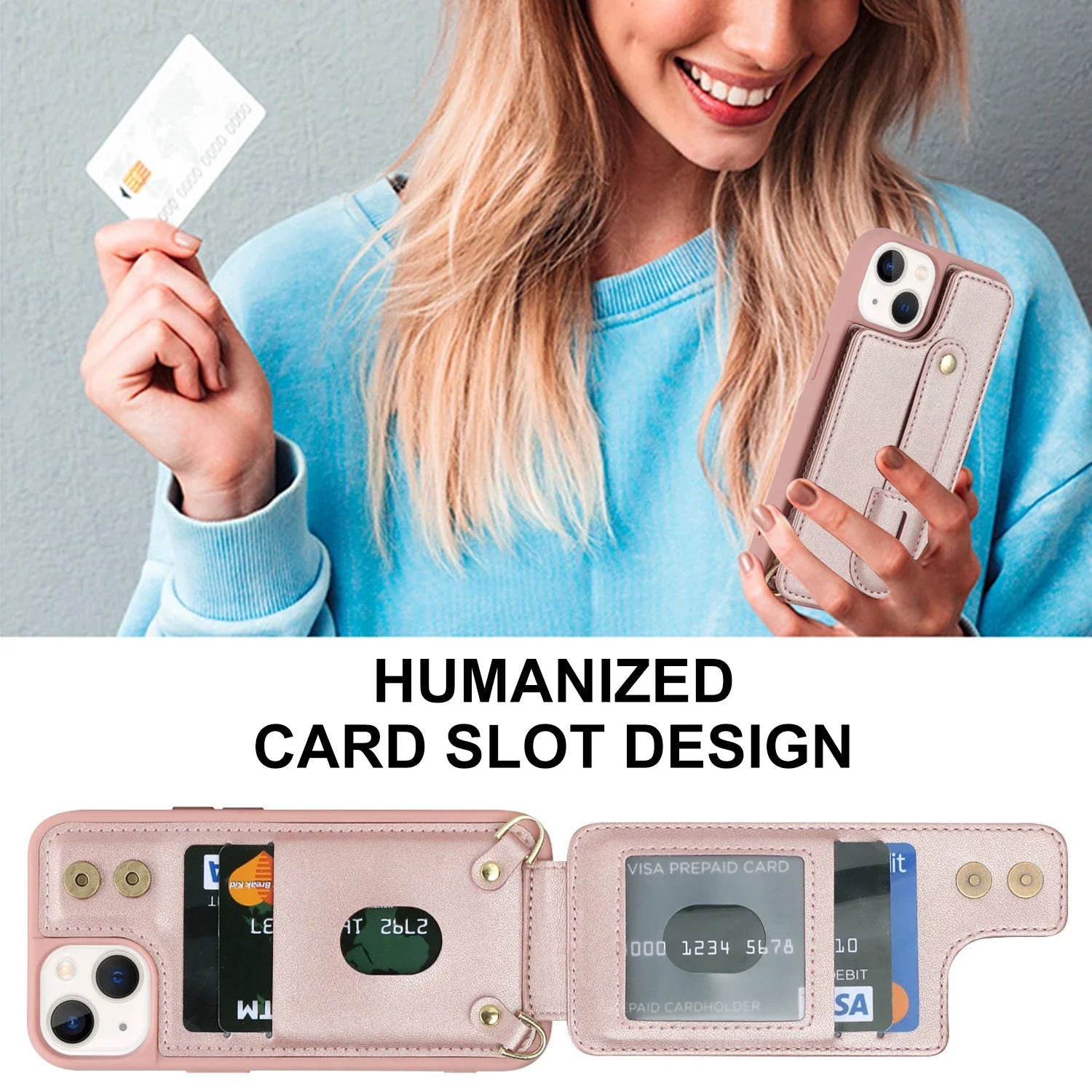 PureGuardCases Crossbody Wallet Leather iPhone Case – Wrist Strap Card Holder Cover