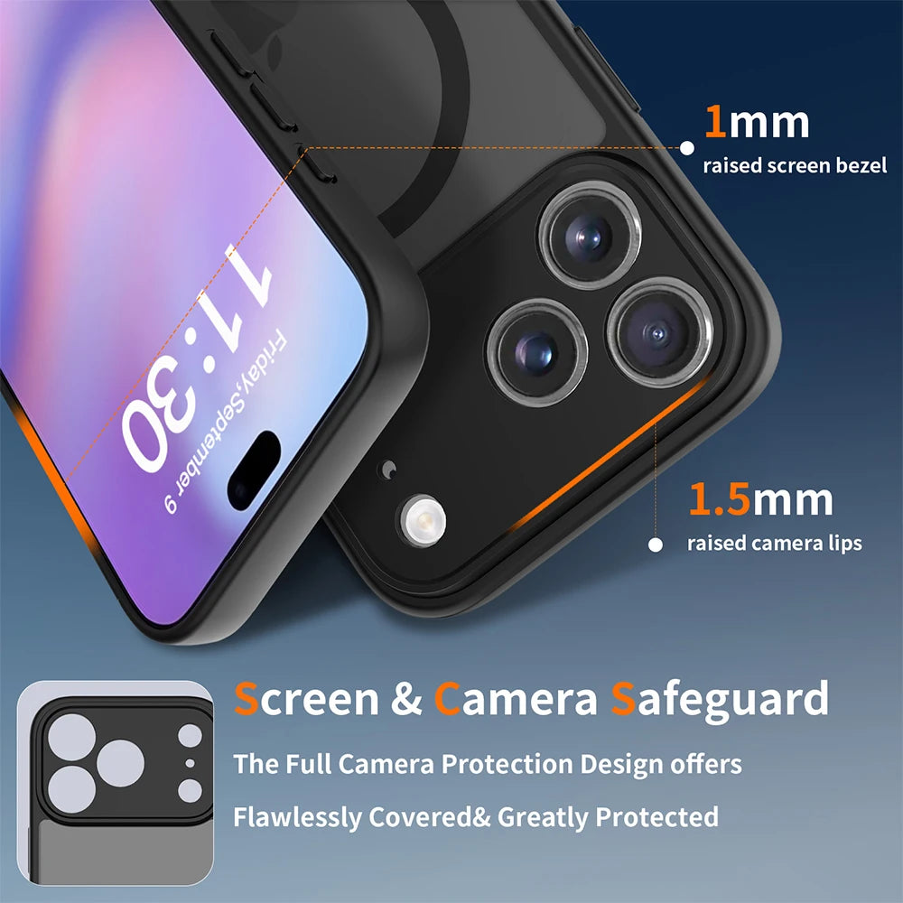 PureGuardCases Matte Translucent iPhone Case – MagSafe Shockproof Cover