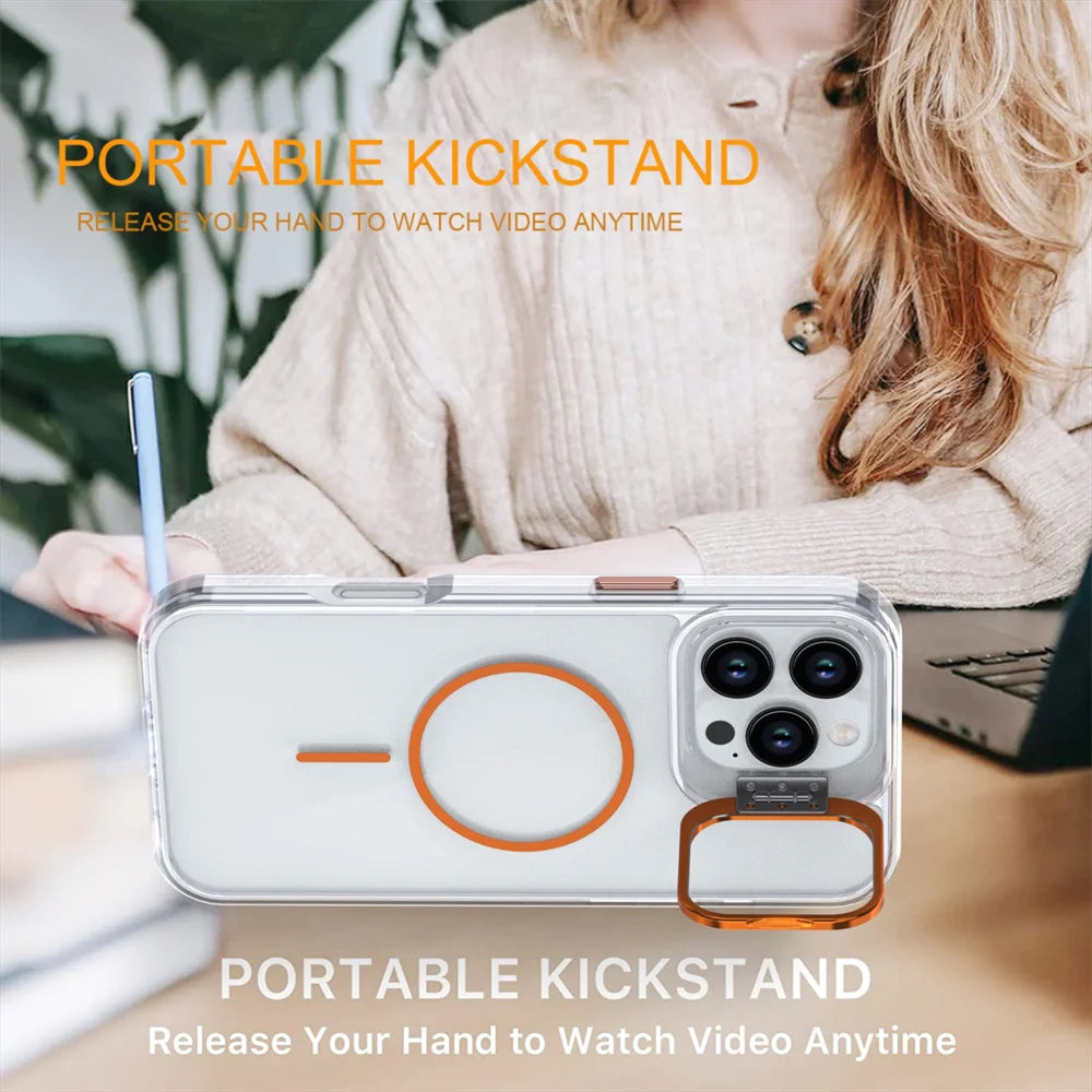 Clear MagSafe Case with Camera Lens Stand for iPhone 11-18 - Product View 3