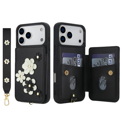 PureGuardCases Floral Crossbody Wallet iPhone Case – Magnetic Kickstand Card Holder Cover