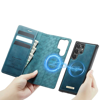 PureGuardCases Detachable Magnetic Wallet Leather Flip Case for Samsung Galaxy S20-S26 - MagSafe Book Cover
