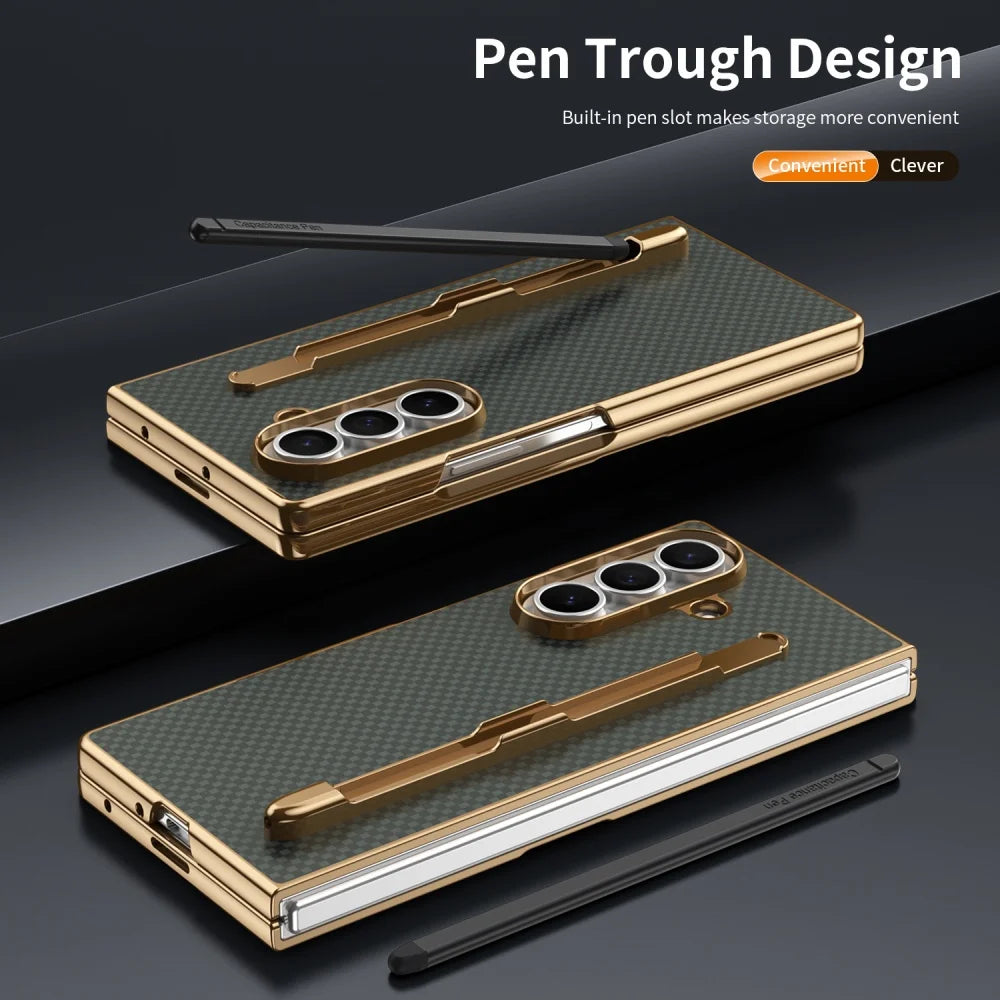 PureGuardCases Carbon Fiber Armor Case with S Pen Holder for Samsung Galaxy Z Fold