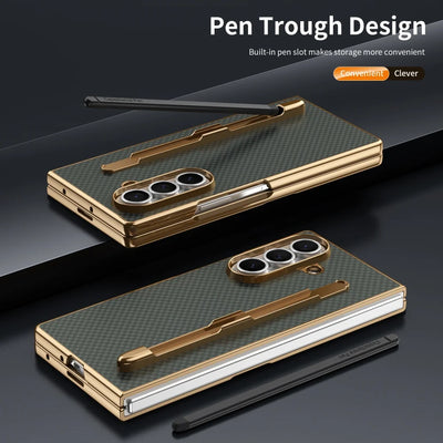 PureGuardCases Carbon Fiber Armor Case with S Pen Holder for Samsung Galaxy Z Fold