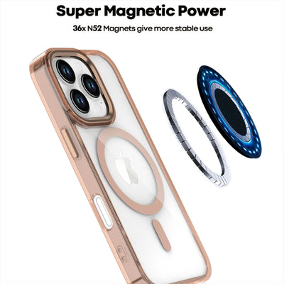 PureGuardCases Clear Metal Lens iPhone Case – MagSafe Shockproof Cover