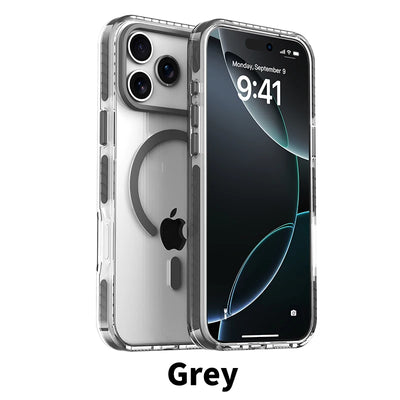 PureGuardCases Luxury PE Striped Clear iPhone Case – MagSafe Magnetic Cover