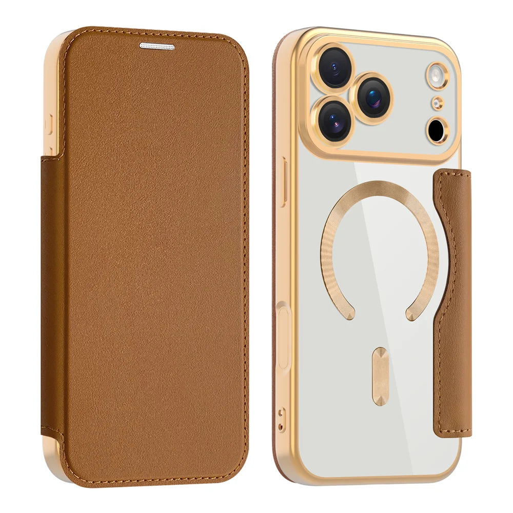 Clear Flip MagSafe Case iPhone 11-18, Brown