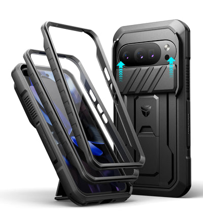 PureGuardCases Rugged Armor Case with Camera Cover for Google Pixel