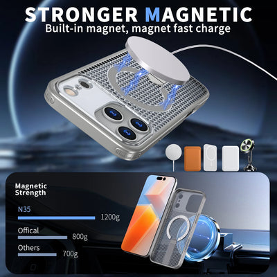 PureGuardCases Breathable Cooling Stand iPhone Case – MagSafe Rugged Magnetic Cover