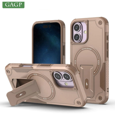 PureGuardCases Invisible Bracket Armor iPhone Case – MagSafe Magnetic Stand Cover