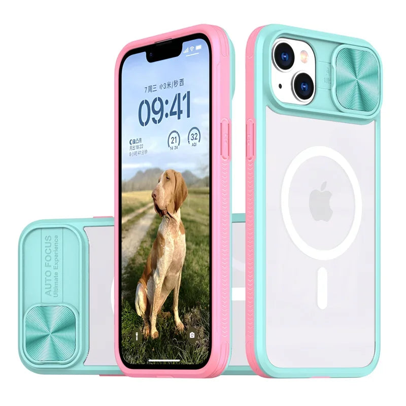 PureGuardCases Slide Camera Lens Acrylic iPhone Case – MagSafe Magnetic Cover