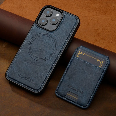 Blue 2-in-1 detachable MagSafe leather flip wallet case for iPhone 18, 17, 17e, Air, 16e, 16-11 and SE series