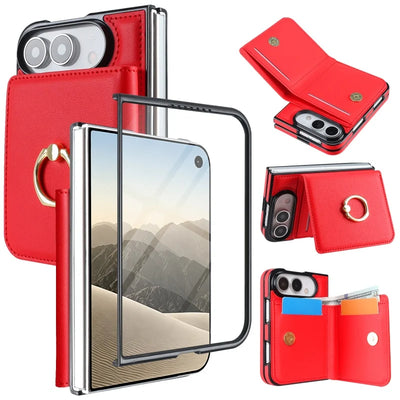 Ring Grip Leather Wallet Case for iPhone Duo, Glass Film - Product View 13