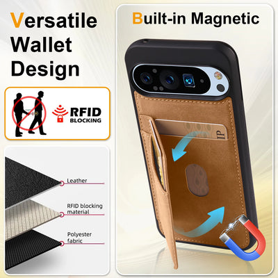 PureGuardCases Business Magnetic Leather Wallet Case for Google Pixel