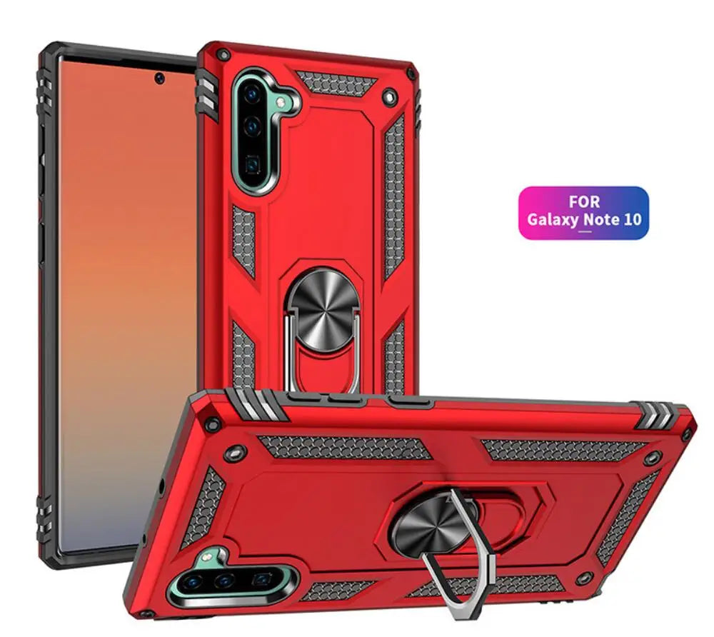 PureGuardCases Military Armor Ring Kickstand Case for Samsung Galaxy Note 10