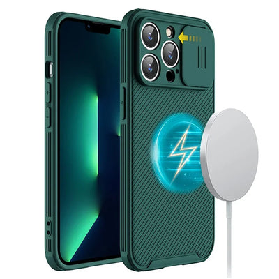 PureGuardCases Slide Camera Lens Magnetic iPhone Case – MagSafe Silicone Cover
