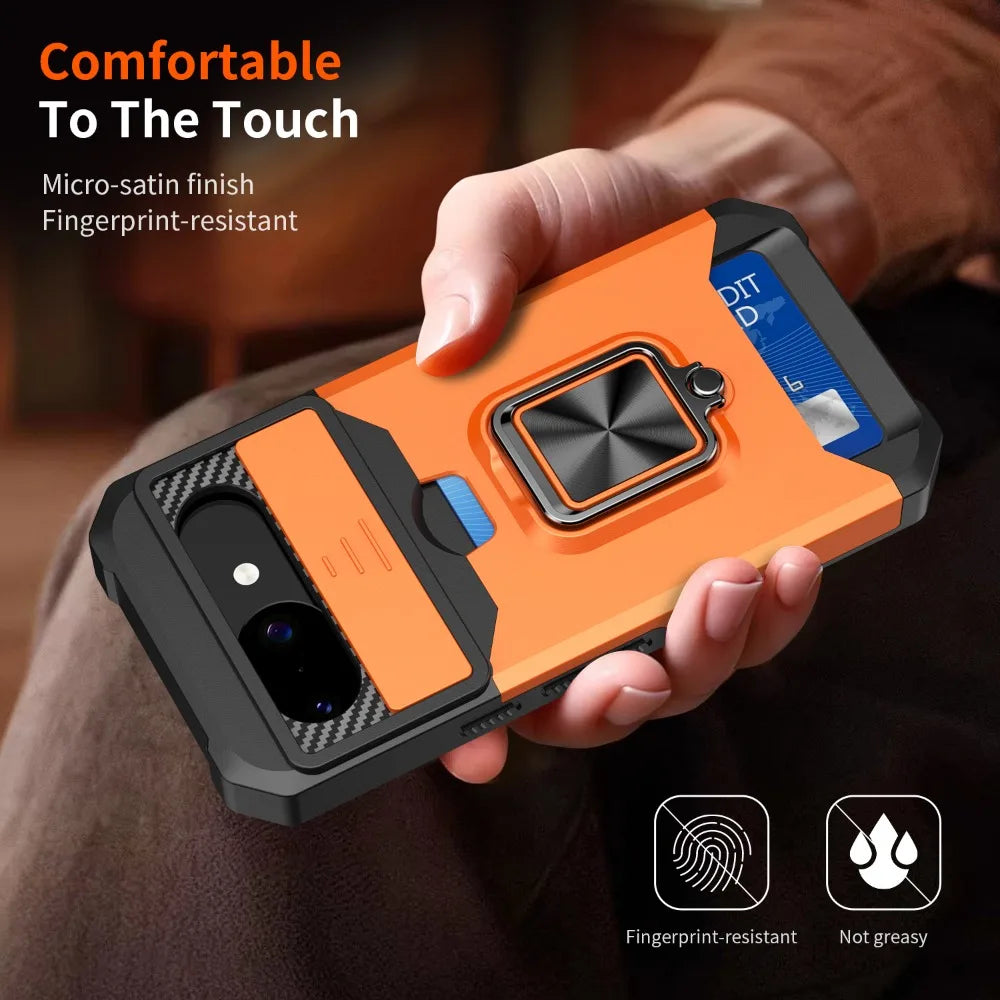 PureGuardCases Armor Ring Wallet Case for Google Pixel