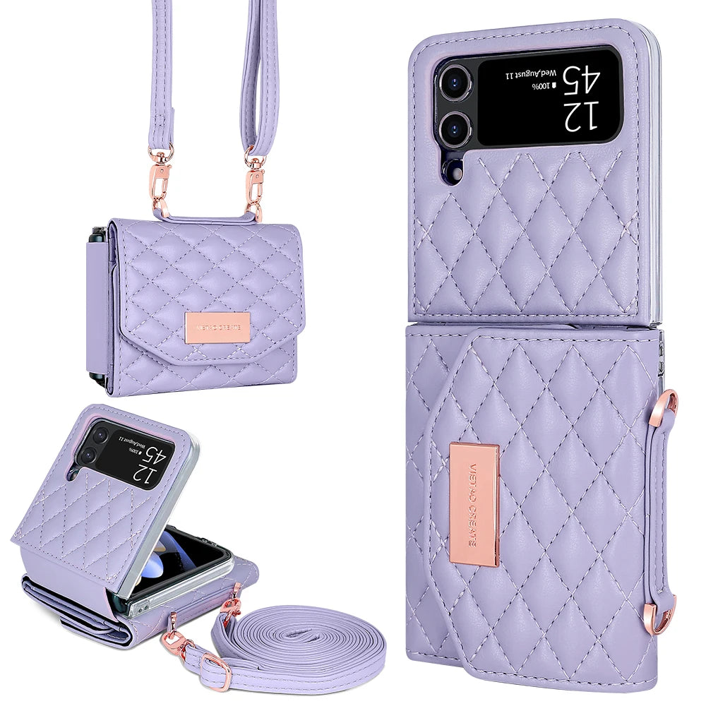 PureGuardCases Crossbody Leather Wallet Case for Samsung Galaxy Z Flip
