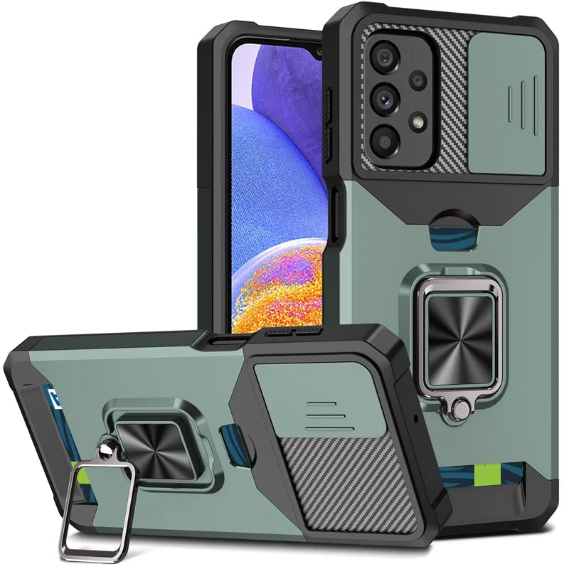 PureGuardCases Armor Ring Case with Card Holder for Samsung Galaxy