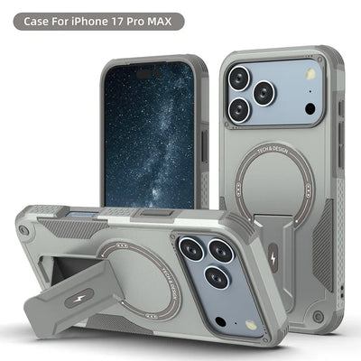 PureGuardCases Invisible Bracket MagSafe iPhone Case – Magnetic Stand Shockproof Cover