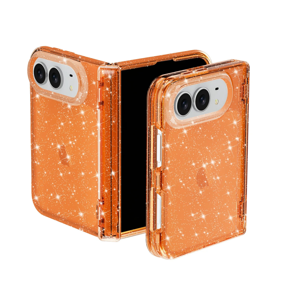 Clear Glitter Case iPhone Duo, Orange
