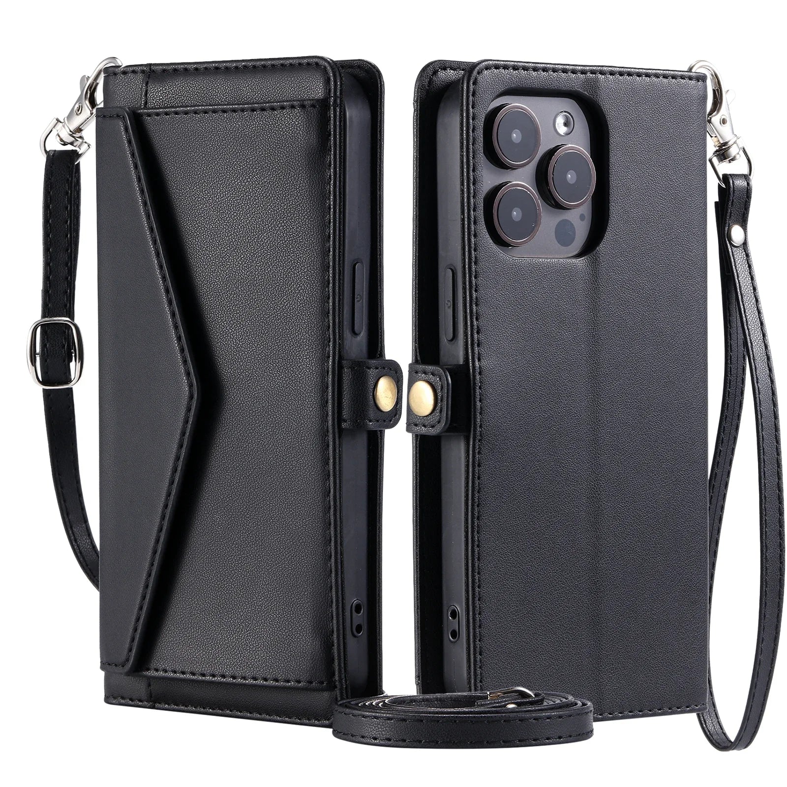 PureGuardCases Crossbody Leather Wallet iPhone Case – Card Pocket Shoulder Cover
