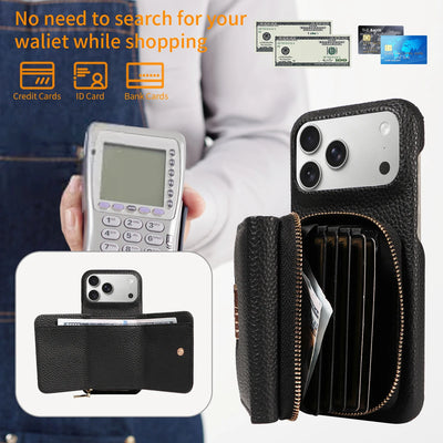 PureGuardCases Crossbody PU Leather Wallet iPhone Case – Card Holder Stand Protective Cover