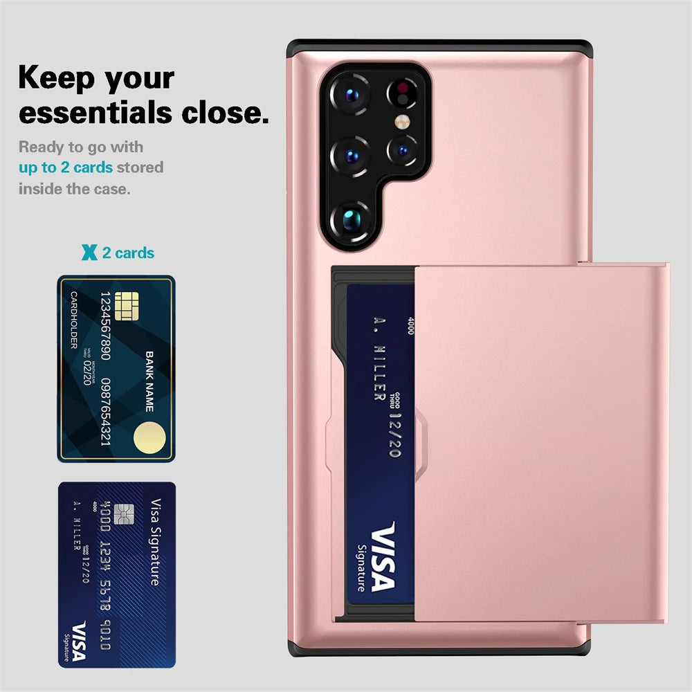 Slide Card Holder Case for Samsung Galaxy S25-S10 & Note - Product View 2