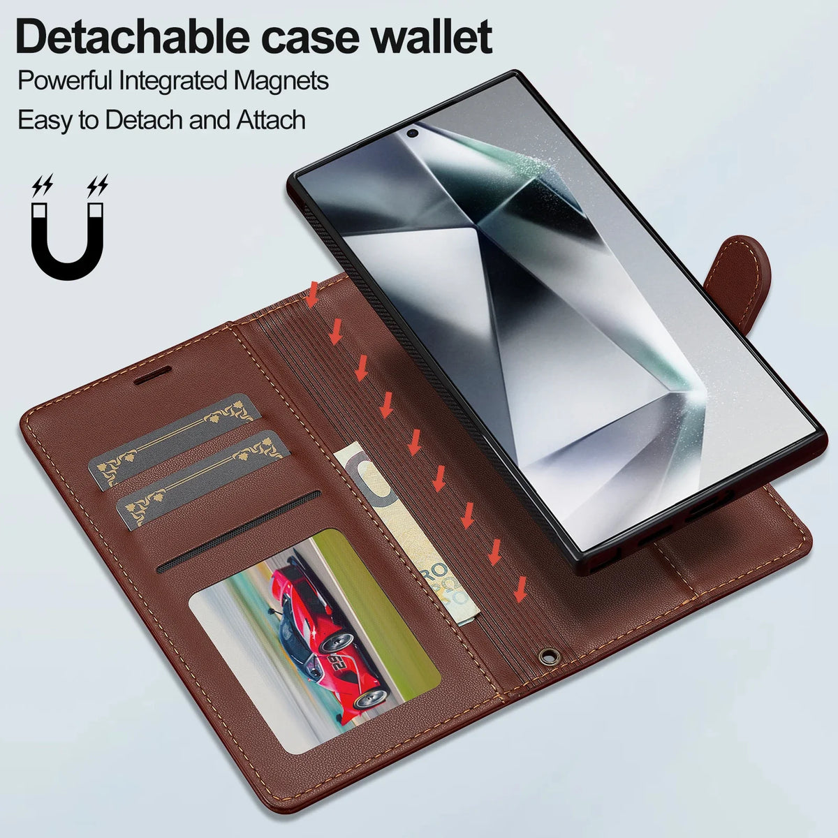Magnetic Flip Leather Wallet Case with Stand for Samsung Galaxy S & A - image 2
