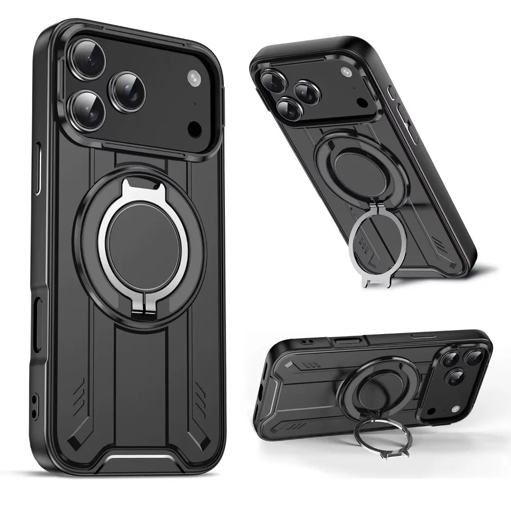 PureGuardCases 360° Rotate Stand iPhone Case – MagSafe Shockproof Armor Cover