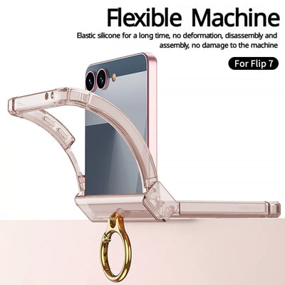 Ring Holder Hinge Clear Case for Samsung Galaxy Z Flip 7-5 - Product View 3
