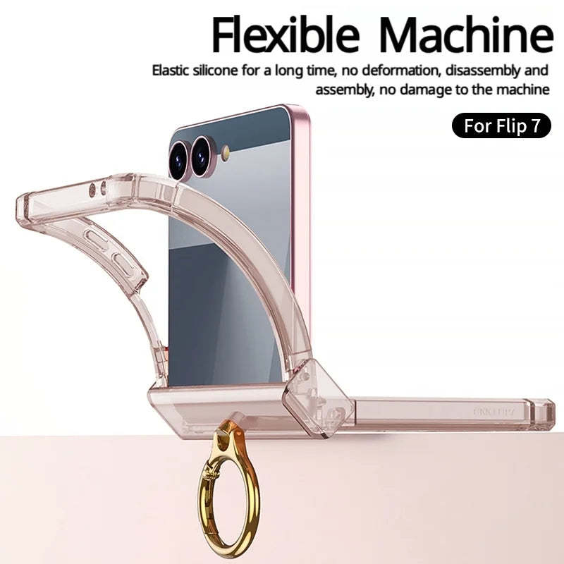 Ring Holder Hinge Clear Case for Samsung Galaxy Z Flip 7-5 - Product View 3