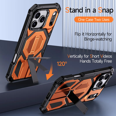 PureGuardCases Metal Stand Armor iPhone Case – MagSafe Shockproof Cover