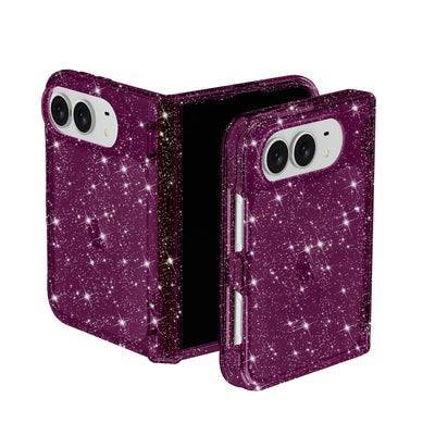 Clear Glitter Case iPhone Duo, Maroon