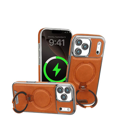 PureGuardCases Rotating Leather Stand iPhone Case – MagSafe Shockproof Cover