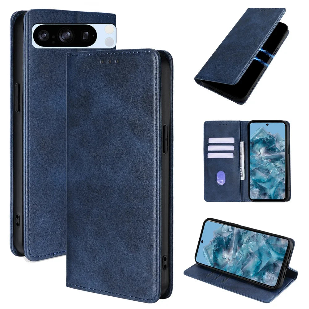 PureGuardCases Magnetic Leather Wallet Case for Google Pixel