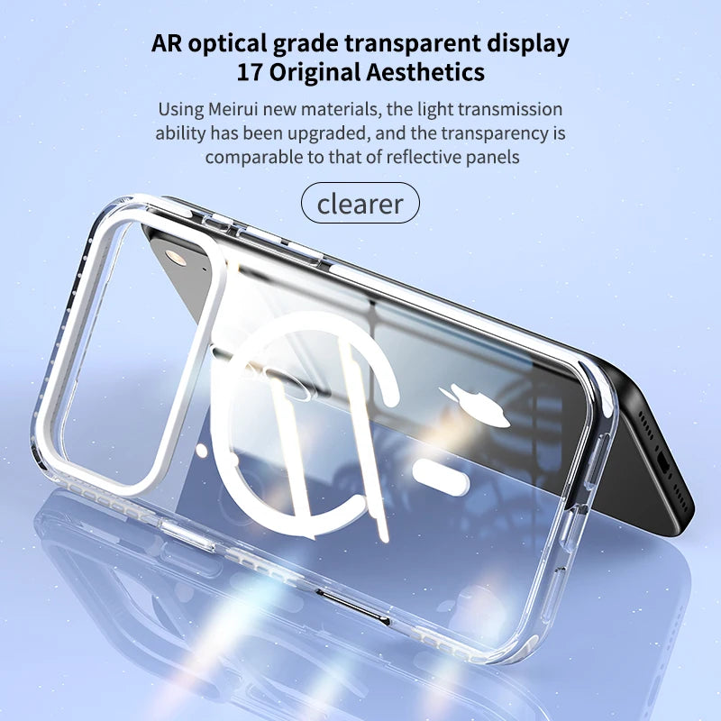 PureGuardCases Luxury PE Striped Clear iPhone Case – MagSafe Magnetic Cover