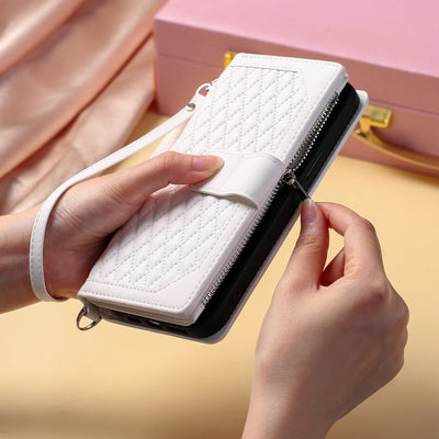 Rhombic Wallet Case Galaxy S & A, 360 protection view