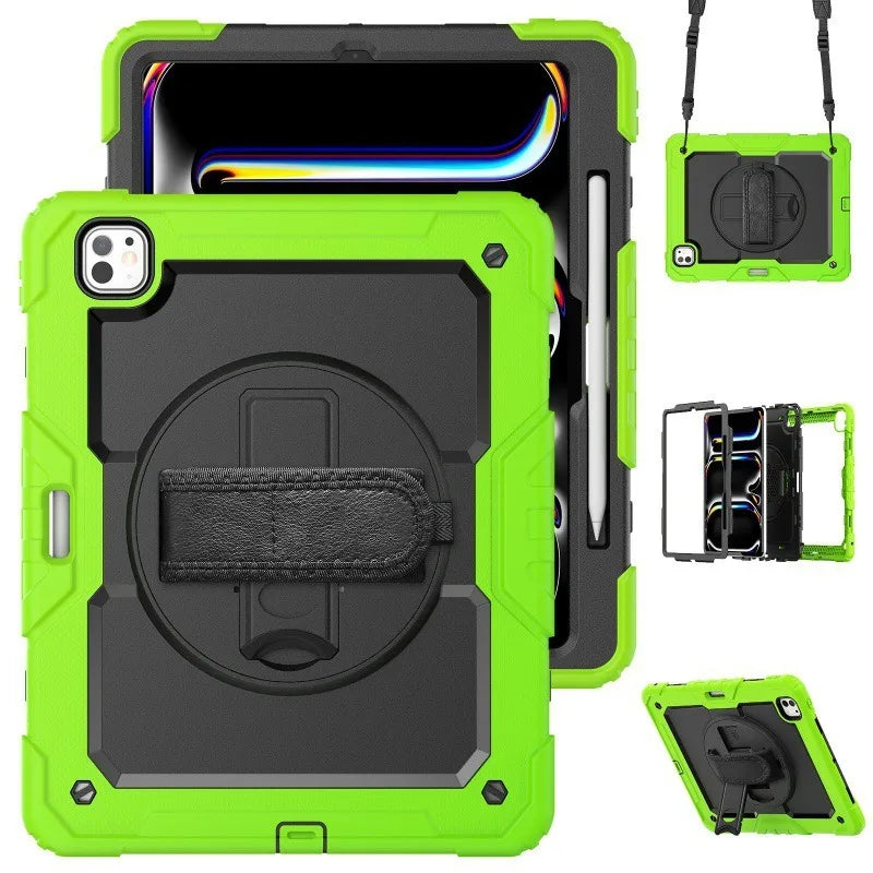PureGuardCases Rugged Kickstand Case with Shoulder Strap for iPad