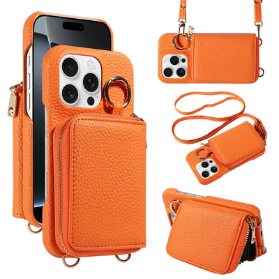 PureGuardCases Faux Leather Crossbody Wallet iPhone Case – Card Holder Protective Cover