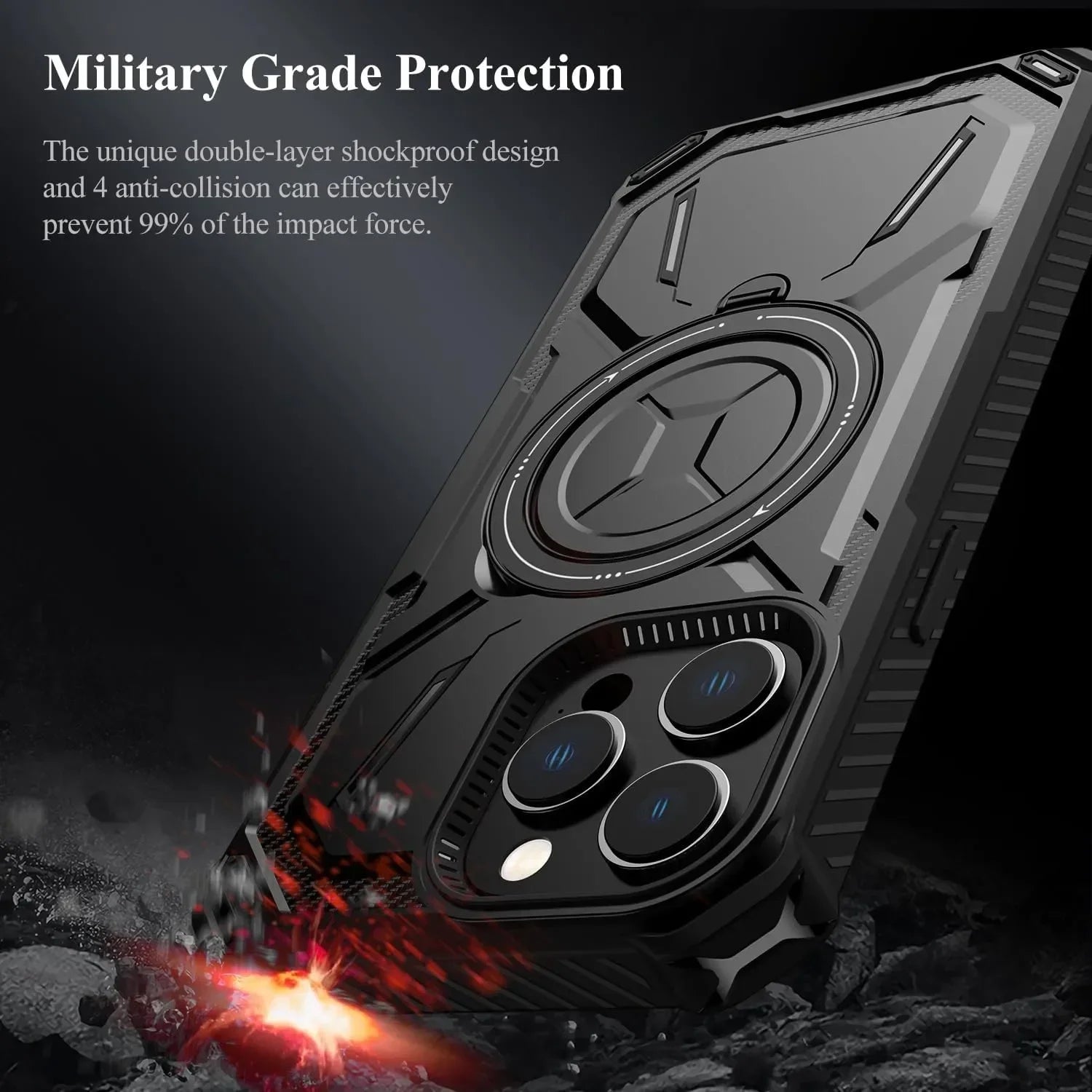 PureGuardCases Heavy Duty Kickstand iPhone Case – MagSafe Shockproof Armor Cover