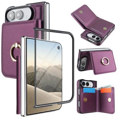 Ring Grip Leather Wallet Case for iPhone Duo, Glass Film - Product View 12
