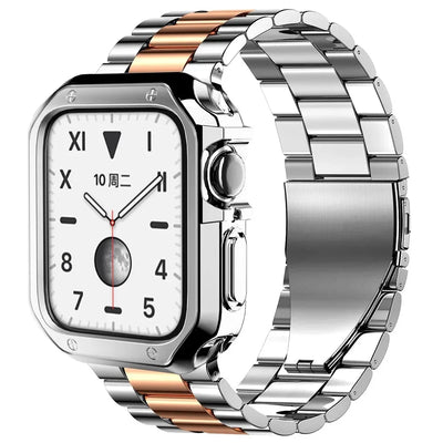 PureGuardCases Stainless Steel Band with TPU Case for Apple Watch