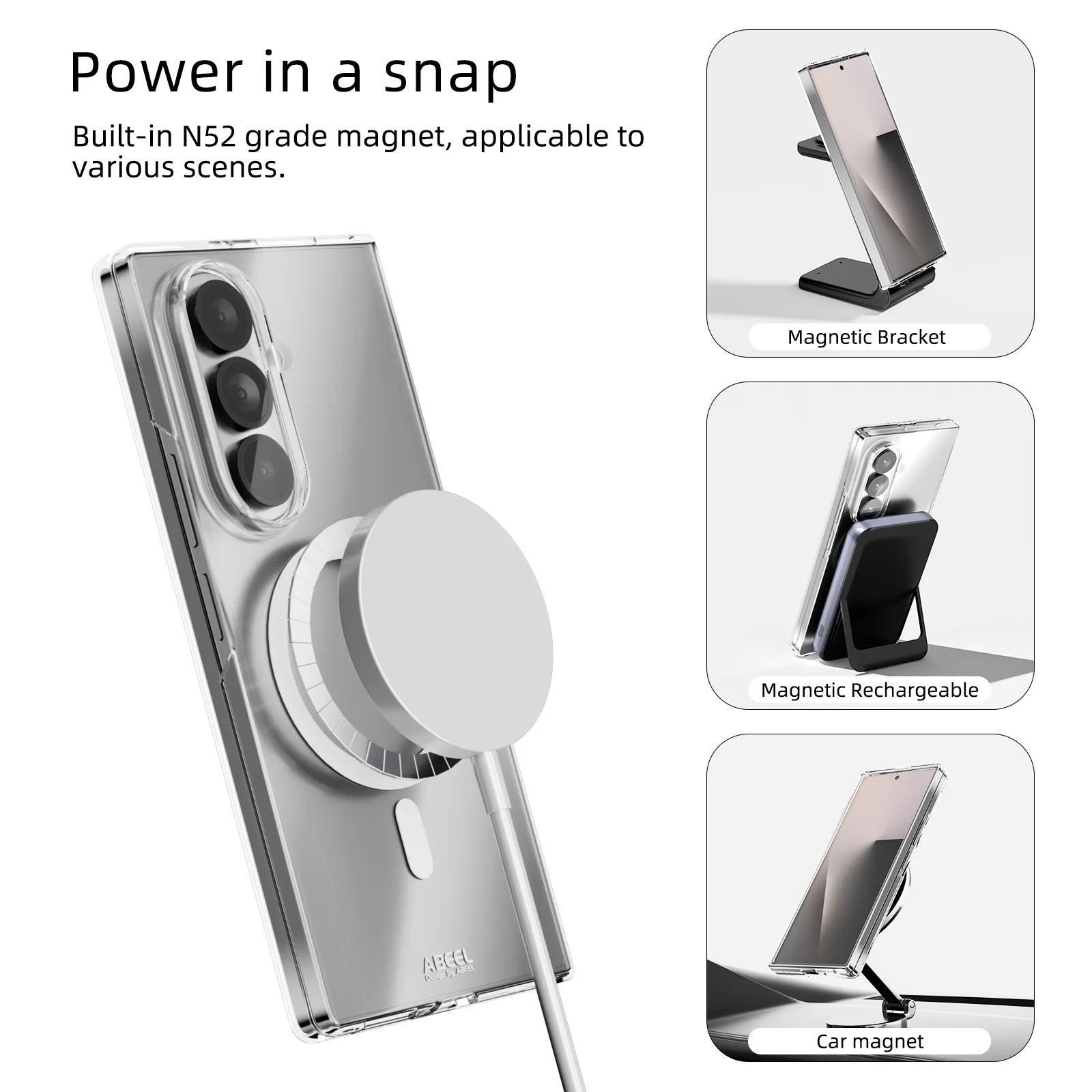 PureGuardCases Clear Magnetic Armor Case for Samsung Galaxy Z Fold