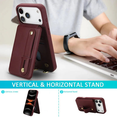 PureGuardCases Crossbody Leather Wallet iPhone Case – Card Holder Flip Stand Cover